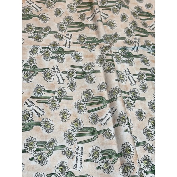 Vintage Joann Fabric Saguaro Cactus Blossom Floral Cotton 1.5 yard x 44 inches - Picture 2 of 3